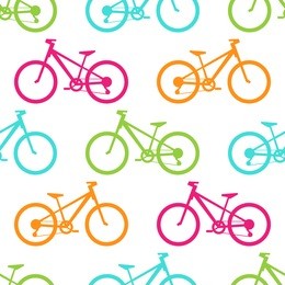 retro bike seamless pattern. vector illustration for bicycle transport design. bright vehicle pattern. sport race ride cute wallpaper background. cartoon silhouette shape. healthy active leisure