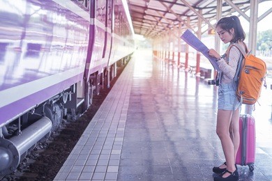 girl traveler adventure trip vacation concept,