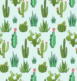 succulent and cactus seamless pattern