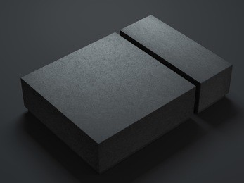 two black boxes mockup, different sizes, 3d rendering