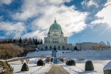 saint joseph oratory with snow - montreal, quebec, canada