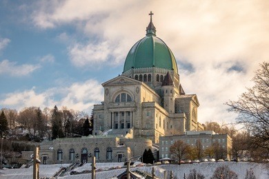 saint joseph oratory with snow - montreal, quebec, canada