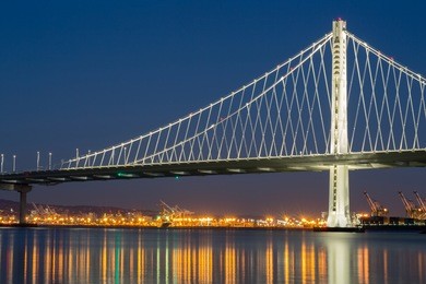 the new san francisco's bay bridge east wing at night