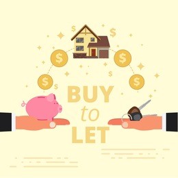 buy-to-let concept design. mortgage loan or letting out real estate. purchase, investment in property in order to rent it out to tenants. vector illustration.