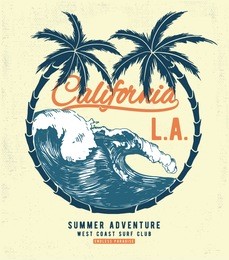 california surf typography for t-shirt print , vector illustration