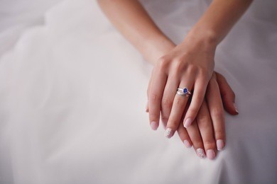 wedding ring on the finger of the bride