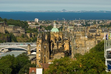 old town edinburgh and edinburgh castle in scotland, uk