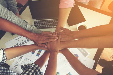 teamwork of business at office.