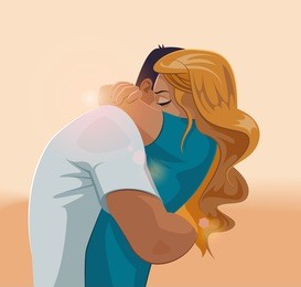 embraces of a loving couple. vector illustration