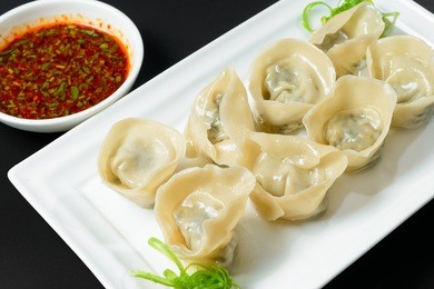 fried dumplings with sauce in korean style