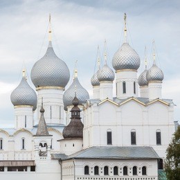 domes of churches in rostov kremlin, russia