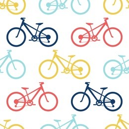 retro bike seamless pattern. vector illustration for bicycle transport design. bright vehicle pattern. sport race ride cute wallpaper background. cartoon silhouette shape. healthy active leisure