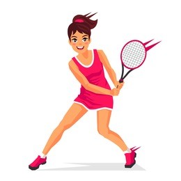 young beautiful girl - tennis player with a racket in her hand. vector illustration on white background. sports concept.