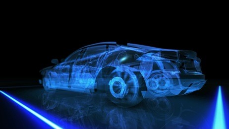 abstract 3d car blue on black background
