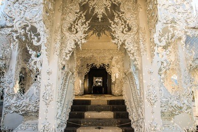 beautiful crematory of rong khun temple, thailand.