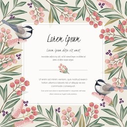  vector illustration with a cute bird on a floral branch in spring for wedding, anniversary, birthday and party. design for banner, poster, card, invitation and scrapbook
