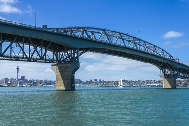 view to the harbour bridge from northcote point auckland
