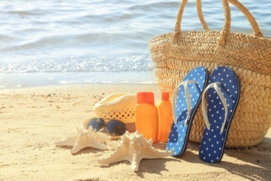 sun protection set on the beach