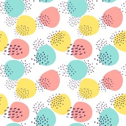 abstract vector seamless pattern - childish style minimalistic design with geometric shapes, sketched lines. hand drawn cute illustration