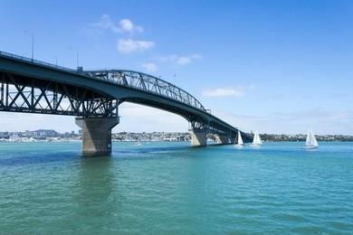 view to harbour bridge from northcote point auckland