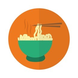 ramen noodles fast food related emblem image vector illustration design 