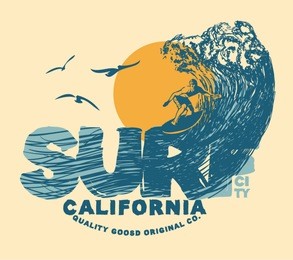 surf. surfer and big wave. surf graphic. t-shirt design. typography surfing