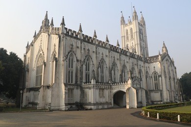 view of st. paul's cathedral kolkata, west bengal, india