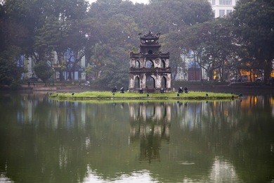 turtle tower , hoan kiem lake