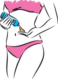 woman with sunscreen bottle illustration