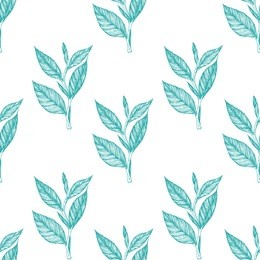 tea seamless pattern.  botanical pattern with tea leaves. vintage design for wrapping paper. vector illustration.