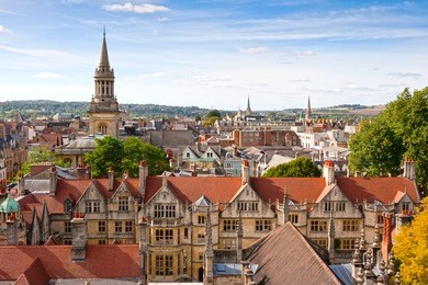 oxford viewed from st mary the virgin church. england