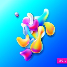 abstract bright colorful plasma drops shapes pattern isolated on blue background for banner, card, poster, web design, vector illustration collection eps10