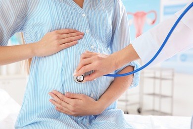 gynecology consultation. pregnant woman   with her doctor in clinic