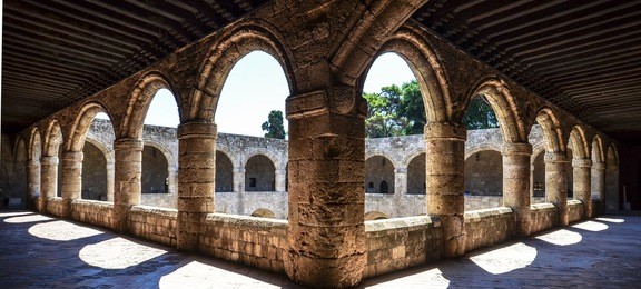 rhodes island, greece, a symbol of rhodes, of the famous knights grand master palace (also known as castello).