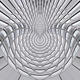 circular / curvilinear / cellular grid structures. reworked photo of contemporary architecture fragment. abstract modern architectural background in metallic colors.