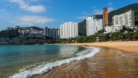 the repulse bay , hong kong - december 10 : the sunny day at repulse bay, the famous public beach in hong kong on december 10, 2016.