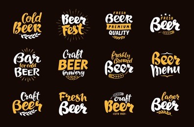 beer label and logos. lettering vector illustration