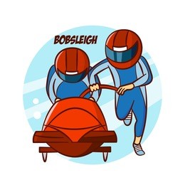 winter sport bobsleigh sticker vector illustration