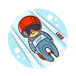 winter sport luge sticker vector illustration