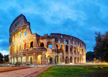 the colosseum in rome, italy in the morning