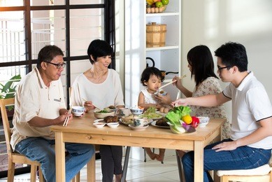 chinese family having lunch