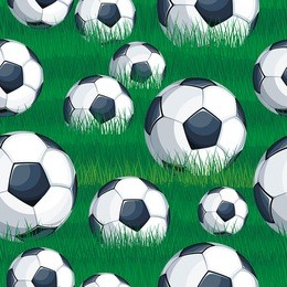 beautiful seamless pattern with soccer ball. vector illustration for sport design. football field with soccer ball on green grass, eps8