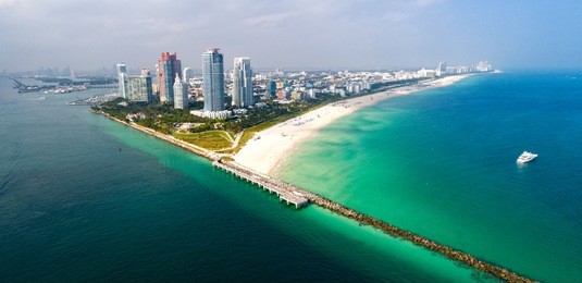 miami florida south beach aerial panorama