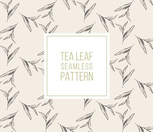 tea leaves seamless vintage pattern. hand drawn vector floral background, template for organic products.