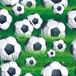 beautiful seamless pattern with soccer ball. vector illustration for sport design. football field with soccer ball on green grass, eps8
