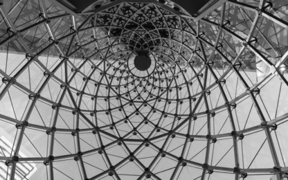 whirl architecture rooftop in black and white