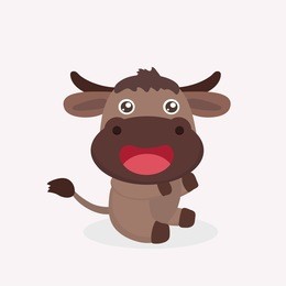 cute buffalo cartoon.