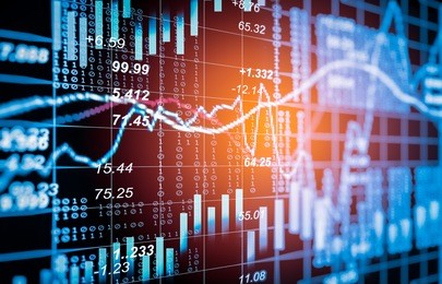 stock data analysis on financial forex market trade chart. stock market financial chart on led. analysis stock market data chart and forex trade concept. forex financial data trade analysis background
