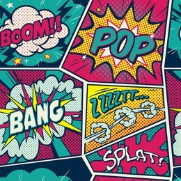 retro pop art comic shout seamless pattern
