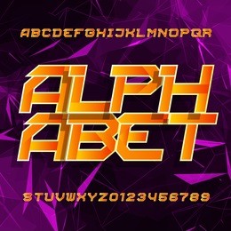 futuristic alphabet vector font. oblique type letters and numbers on a polygonal background. vector typeset for your design.